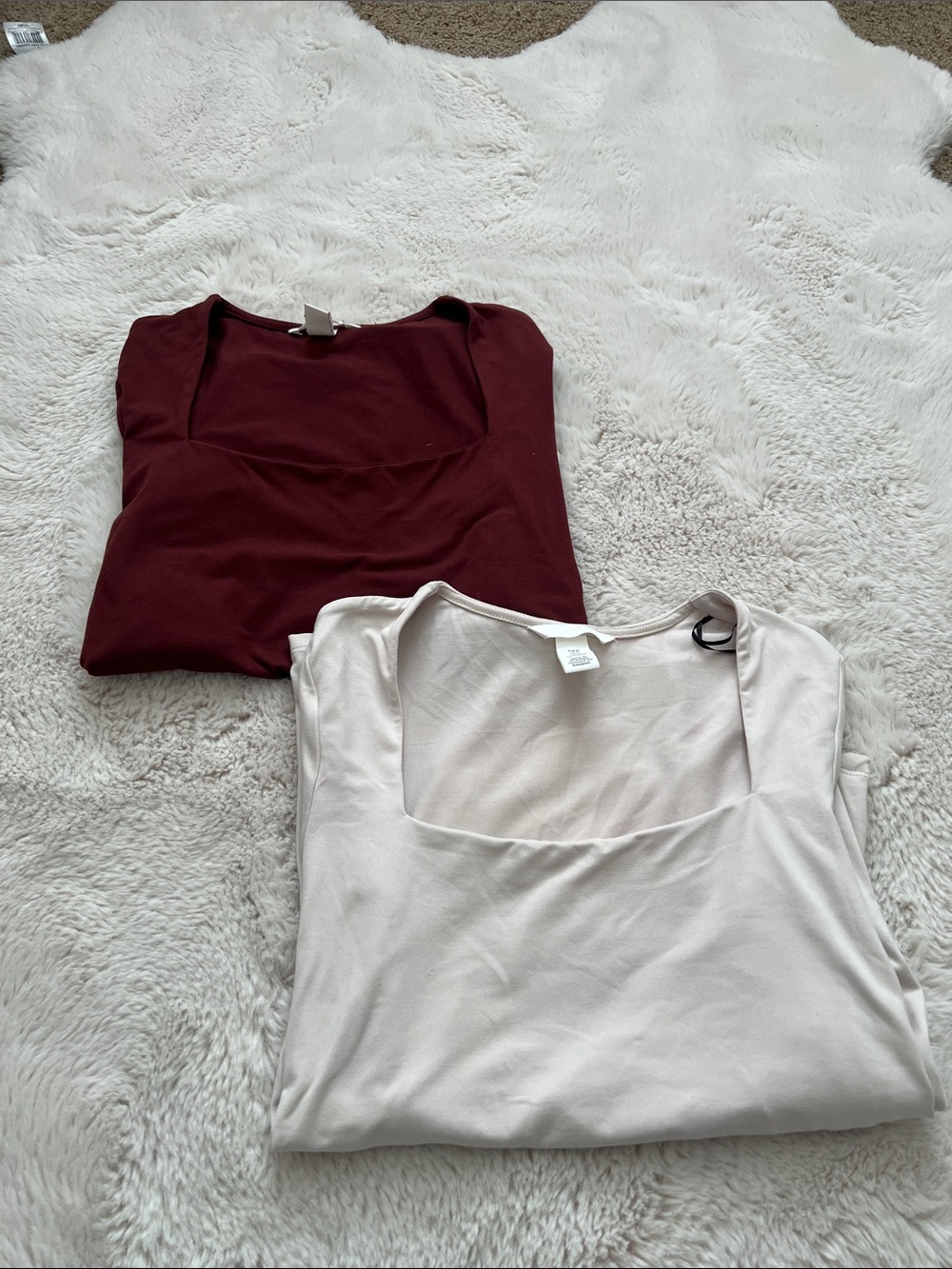 Women’s H&M Square Neck Tank Top - Cream and Burgundy